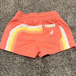 The Beaufort Bonnet Company Kids Orange Shorts with Rainbow Stripe